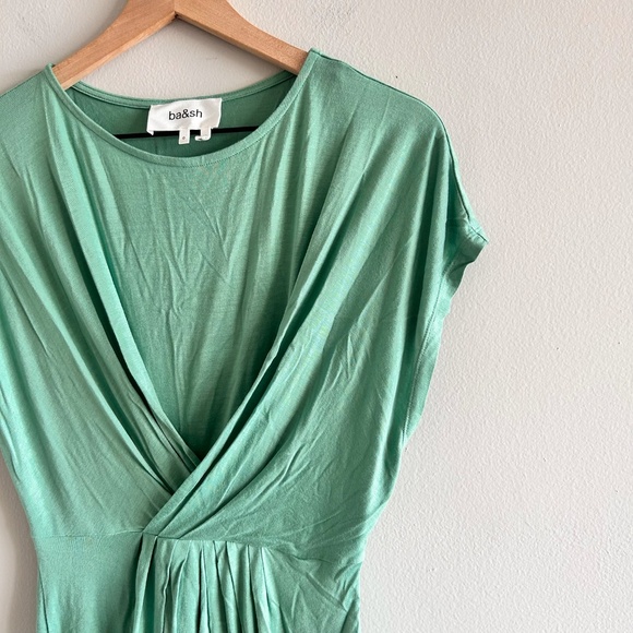 ba&sh Tisha Draped T-Shirt Dress | Green | Size XS, US 2 - Picture 6 of 16